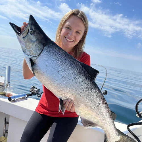 Charter Fishing Algoma WI Young Lady With Fish Charter Fishing Algoma WI Young Lady With Fish
