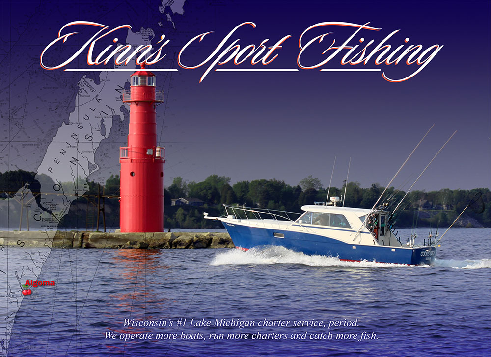 Lake Michigan Fishing Charters Boat and Lighthouse