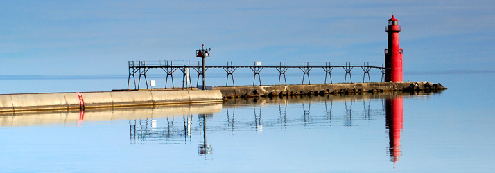 Lake Michigan Fishing Charters Lighthouse On Pier