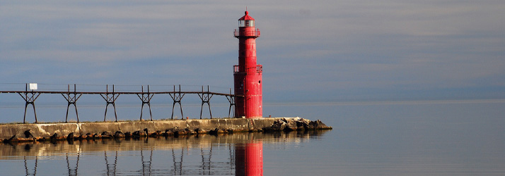 Lake Michigan Fishing Charters Lighthouse on Pier
