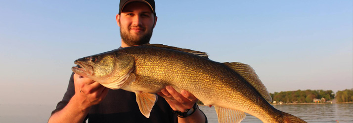 Lake Michigan Fishing Charters Man Holding A Walleye